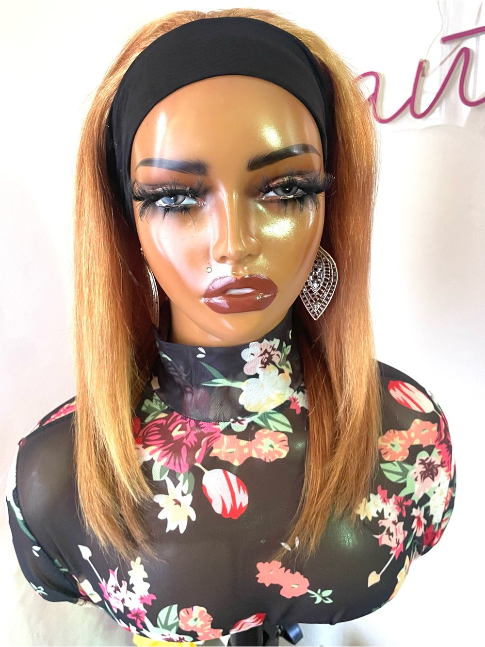 Black Headband Wig - Human Hair Honey Blonde Straight Hair